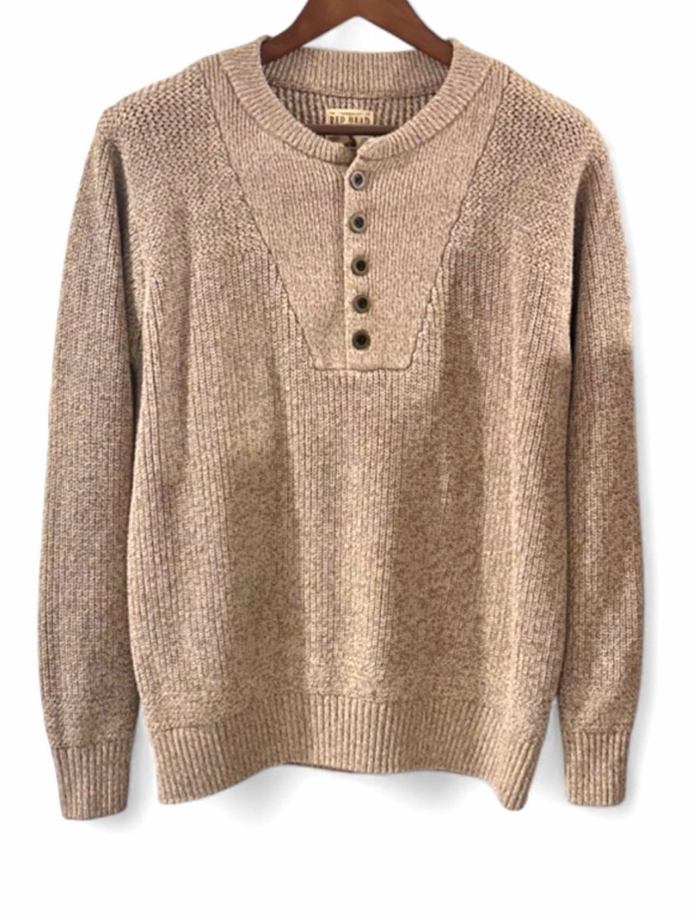 Vintage Knit Long Sleeve Henley Sweater Size Men’s Large